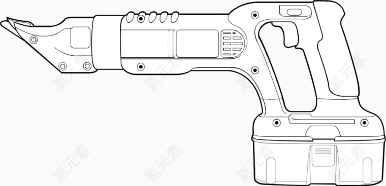 矢量线描电动手钻劳动工具