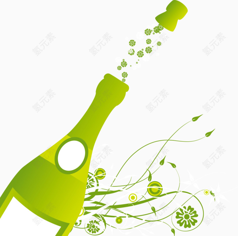 绿色香槟酒庆祝花纹