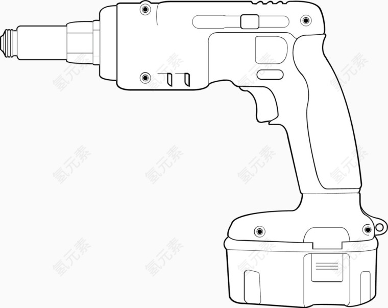 矢量线描电动手钻劳动工具