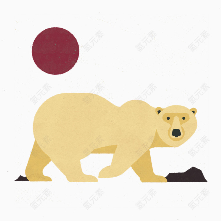 手绘精致北极熊标签