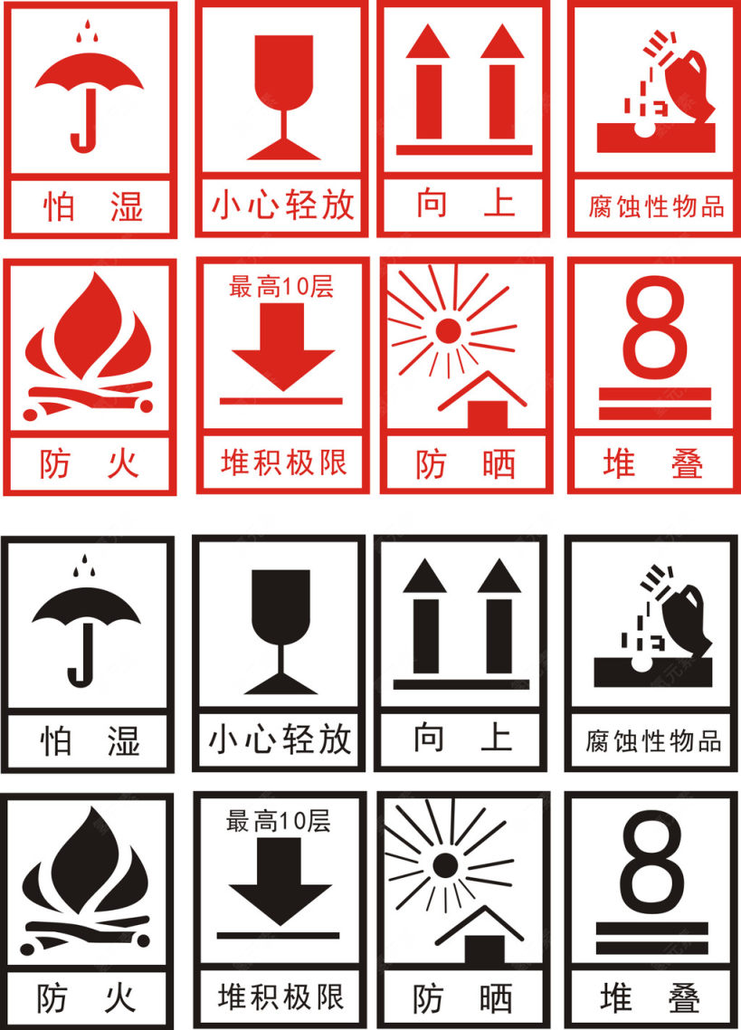 包装运输警示标志矢量素材下载