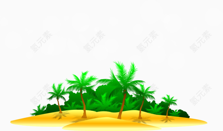沙滩旁的椰树林背景矢量图