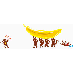 猴子搬运香蕉卡通手绘图