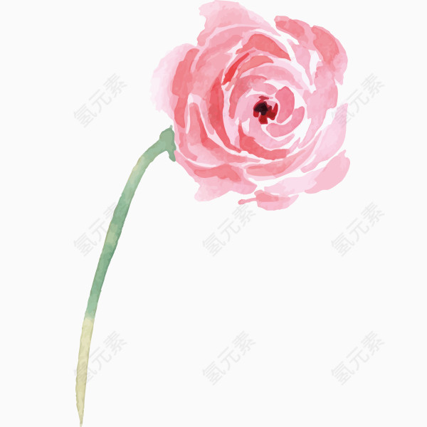 粉色手绘玫瑰花矢量素材