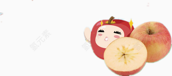 两个苹果和一个卡通苹果
