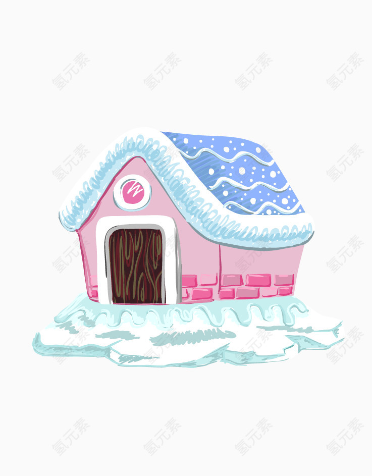 卡通粉色房屋