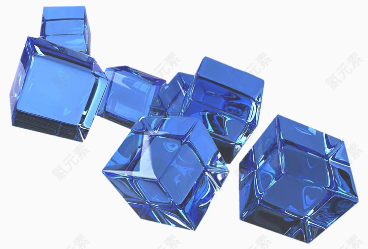 蓝色方形冰块