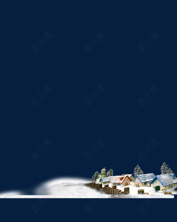 冬天白色雪地村庄房子