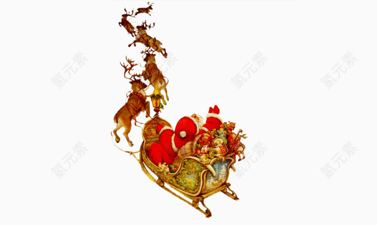 圣诞老人骑麋鹿在飞