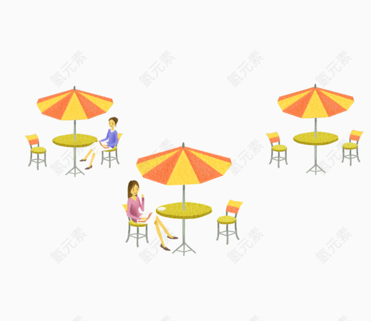遮阳伞椅子桌子