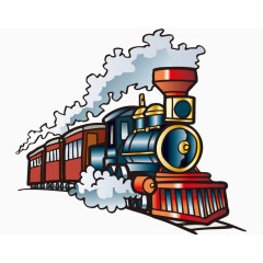 卡通手绘行驶蒸汽式火车