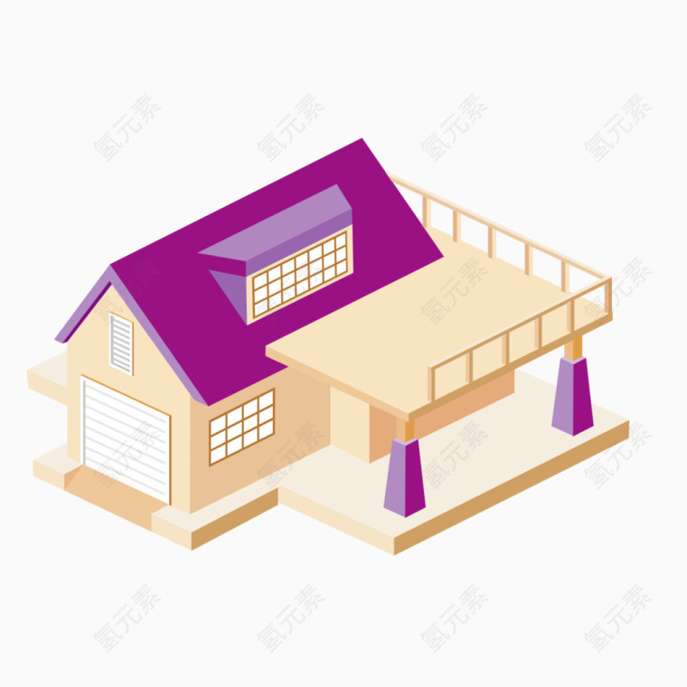 紫色的房屋阳台款式
