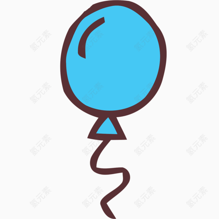矢量手绘蓝色气球装饰素材