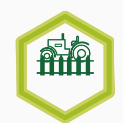 矢量绿色拖拉机篱笆农场生态图标
