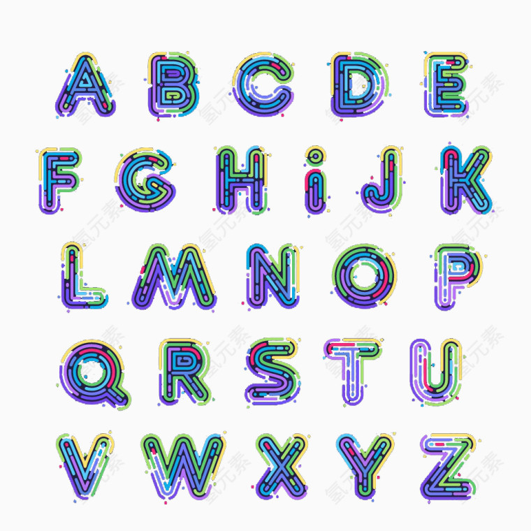彩色霓虹灯管字母字体