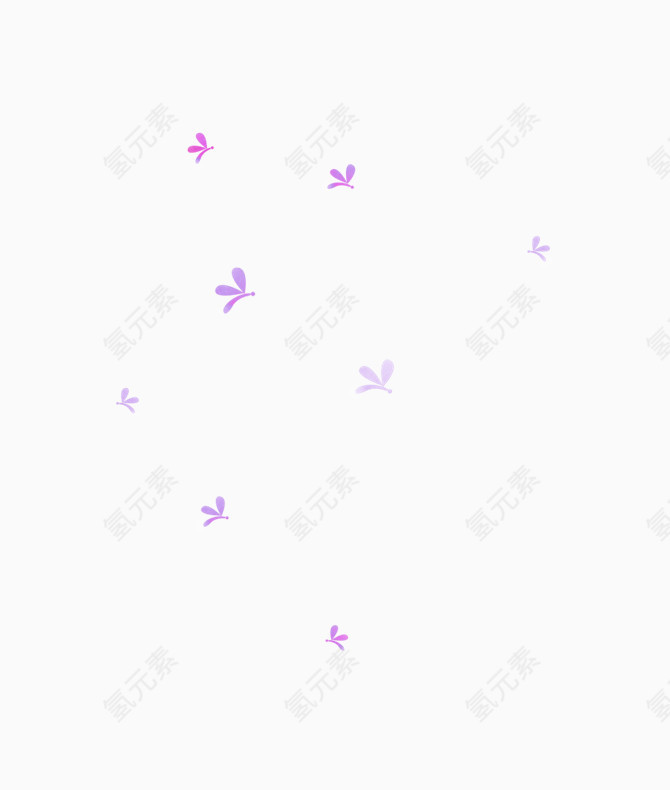 紫色蝴蝶小花漂浮素材