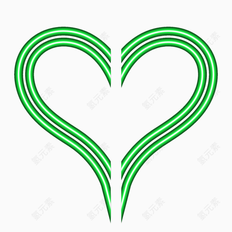 绿色线条爱心素材