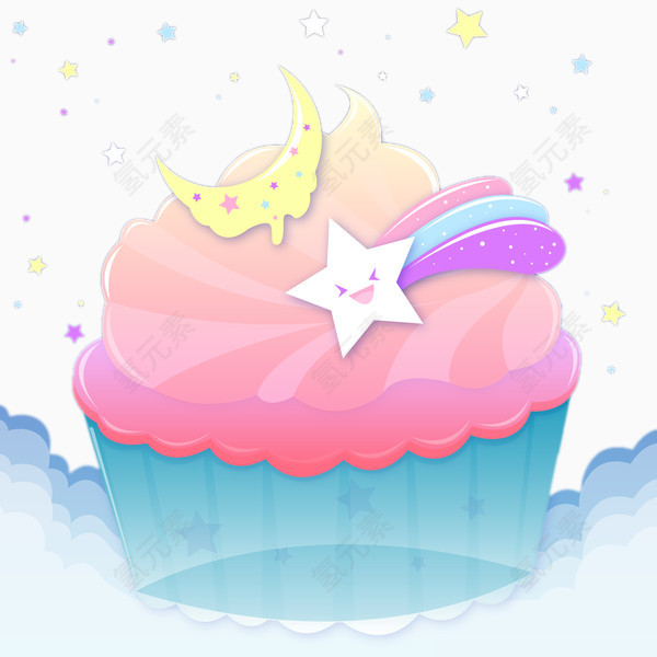 可爱的蛋糕和月亮星星