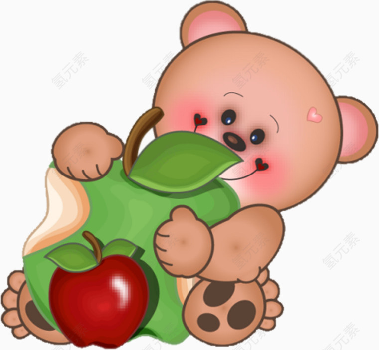 可爱熊  抱苹果  卡通人物