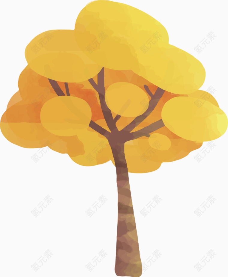 黄色秋天枫树矢量素材