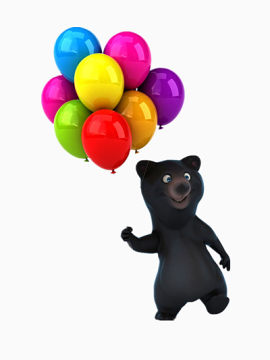 拿着气球的小黑熊