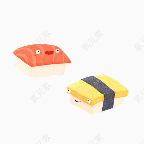 鱼片寿司手绘画素材图片