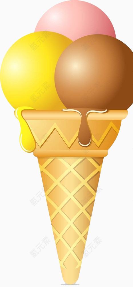 美食冰淇淋三色球装饰免扣素材