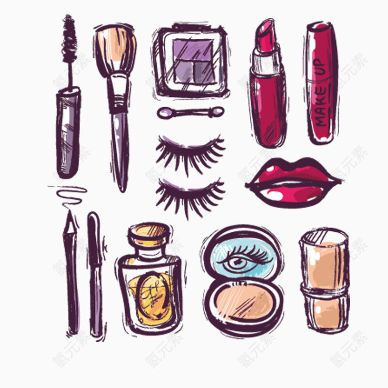 化妆品手绘图案