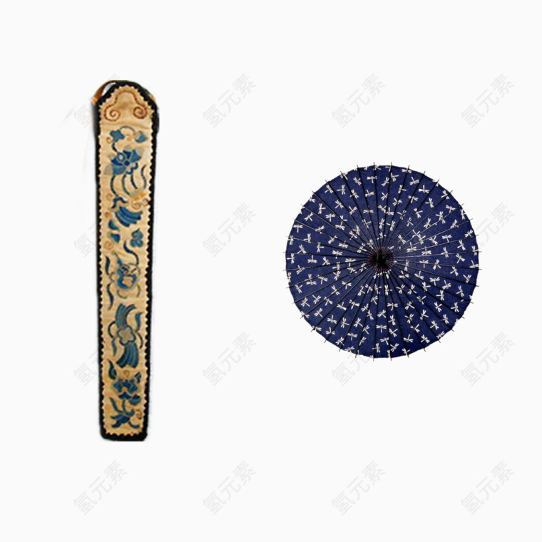 湘西古典图案和油纸伞