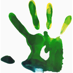 绿色油漆手掌