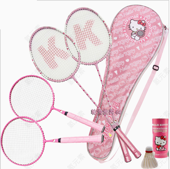 羽毛球拍和羽毛球粉色