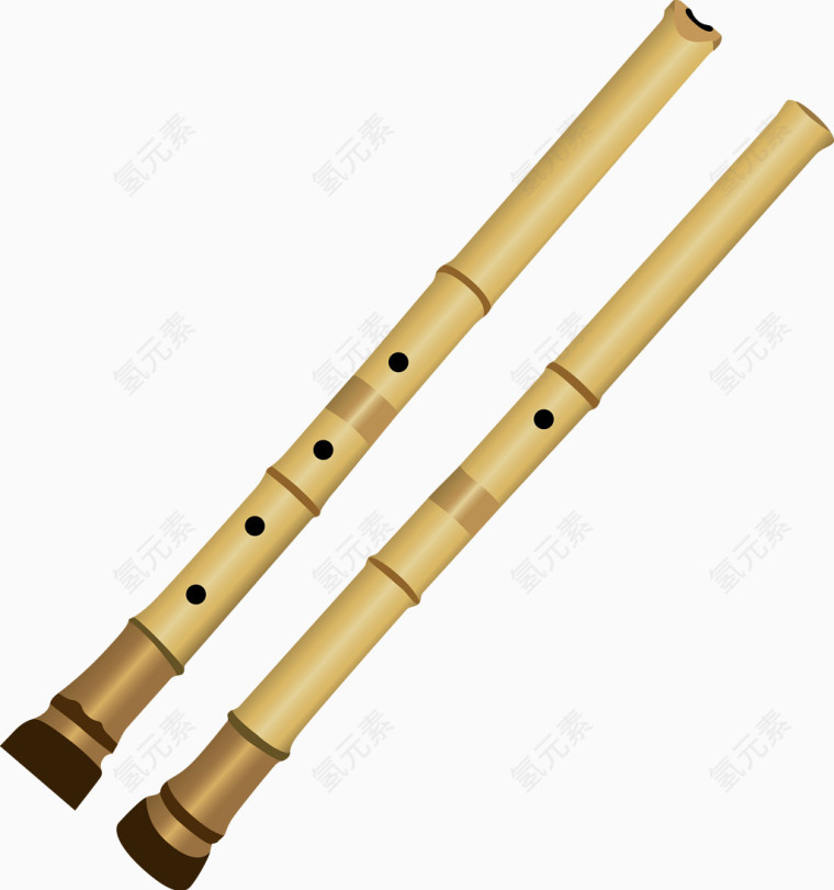 日本传统竹制笛子乐器矢量图