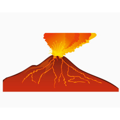 手绘矢量火山喷发