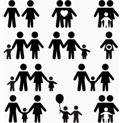 11款黑色家庭人物图标矢量图