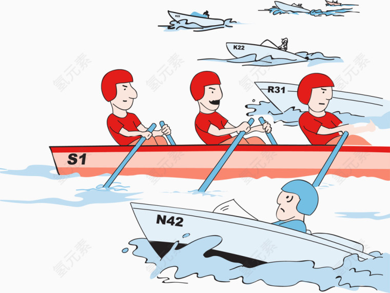皮划艇运动赛艇比赛矢量图
