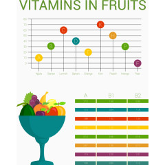 水果中的维生素信息分析矢量素材