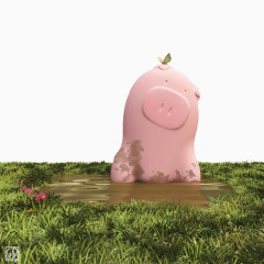 沾满泥巴的粉色猪