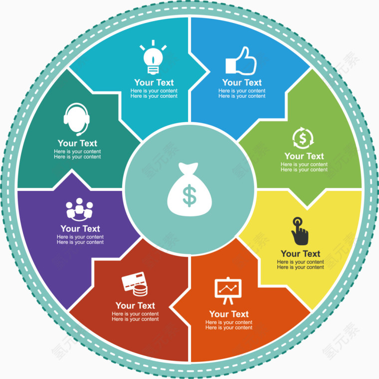 矢量手绘环形PPT图标