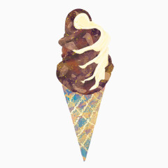 巧克力味冰淇淋手绘画素材图片