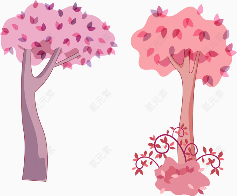 粉色大树插图矢量图