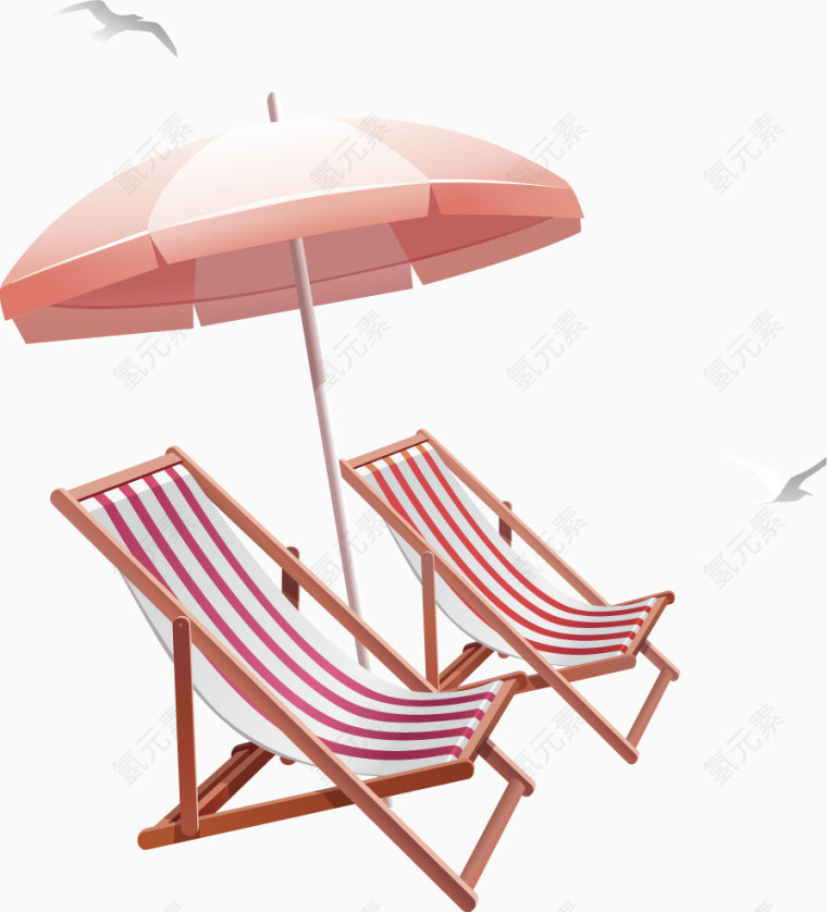 卡通躺椅遮阳伞装饰图案