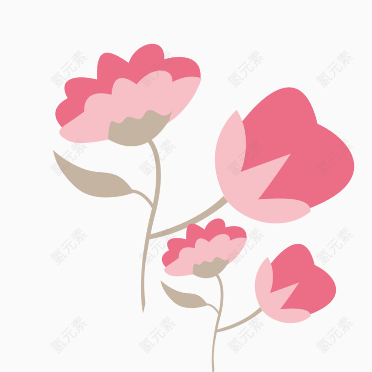 粉红花苞平面