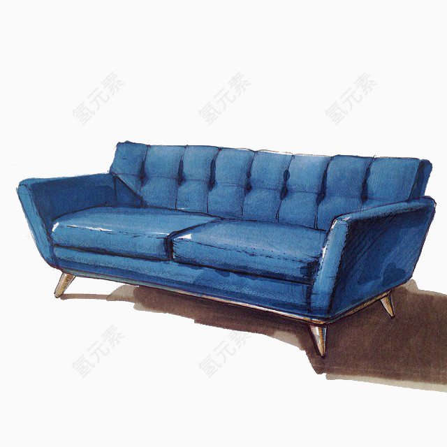 天湖蓝手绘装饰沙发