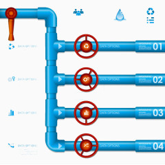 蓝色水管商务信息图矢量素材