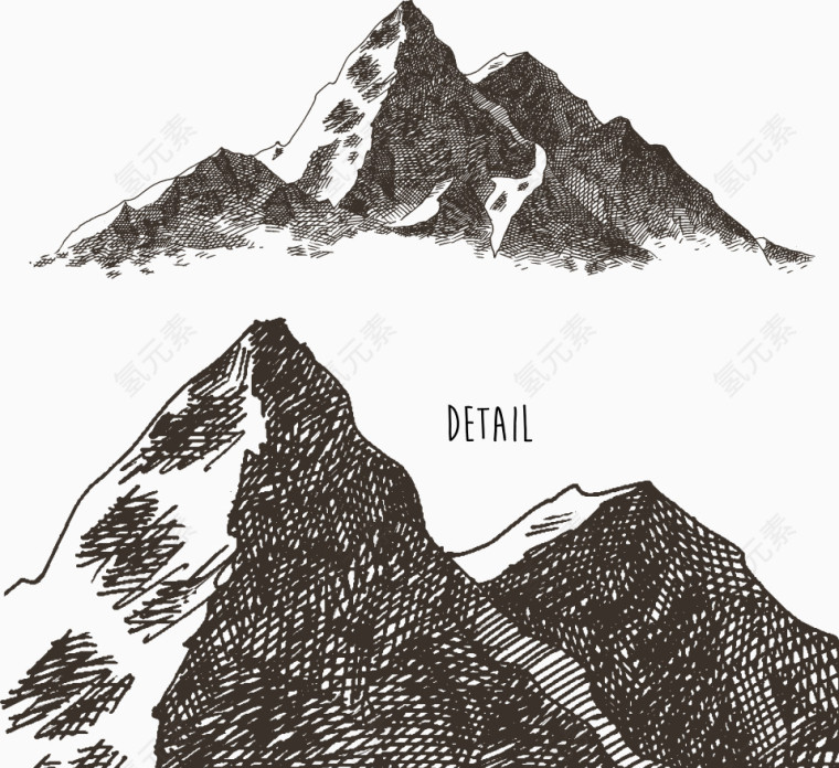 矢量手绘象素山