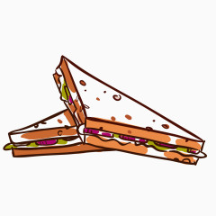 彩色手绘快餐三明治