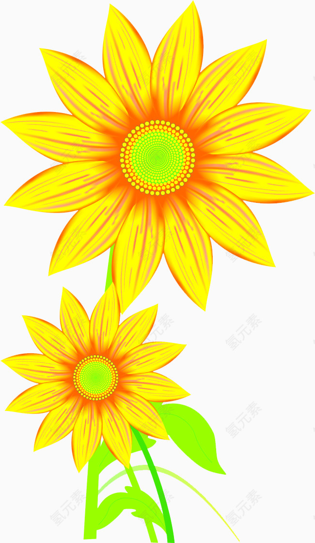 金黄色手绘向日葵