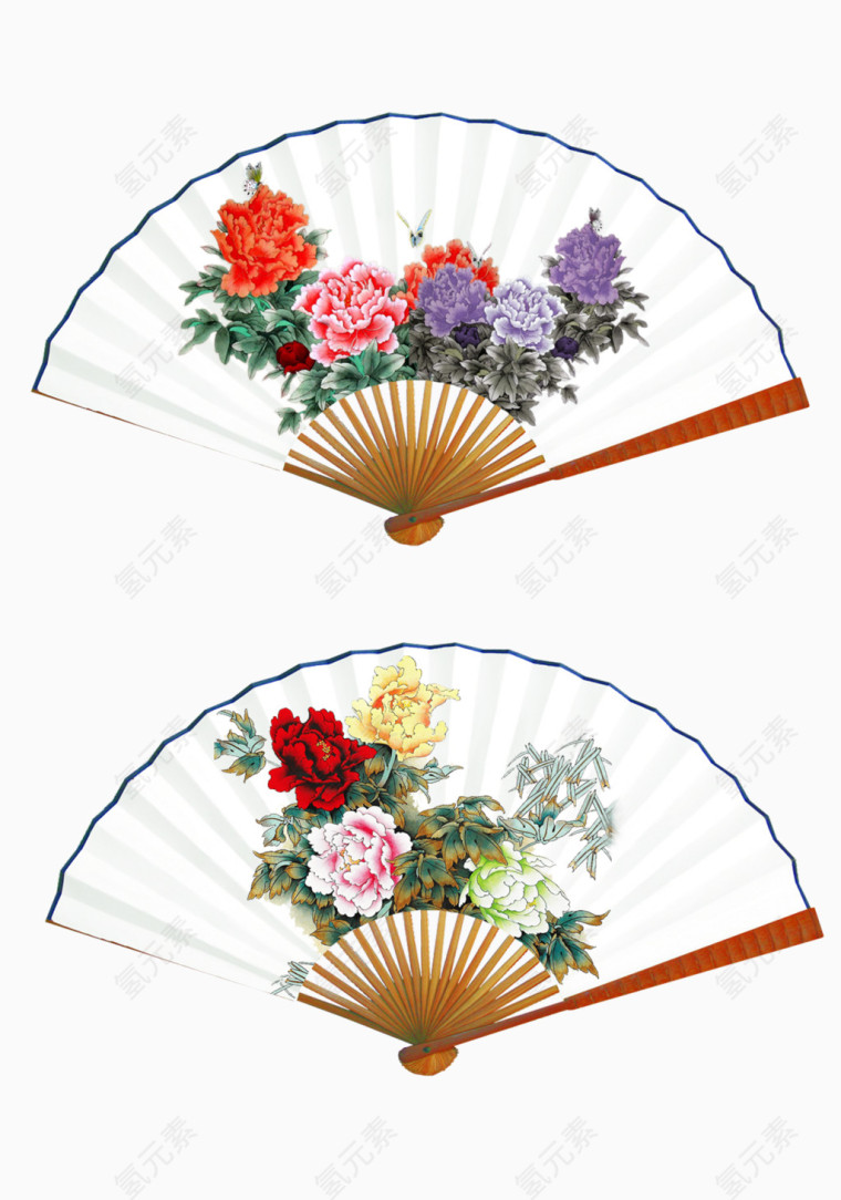折扇牡丹花系列