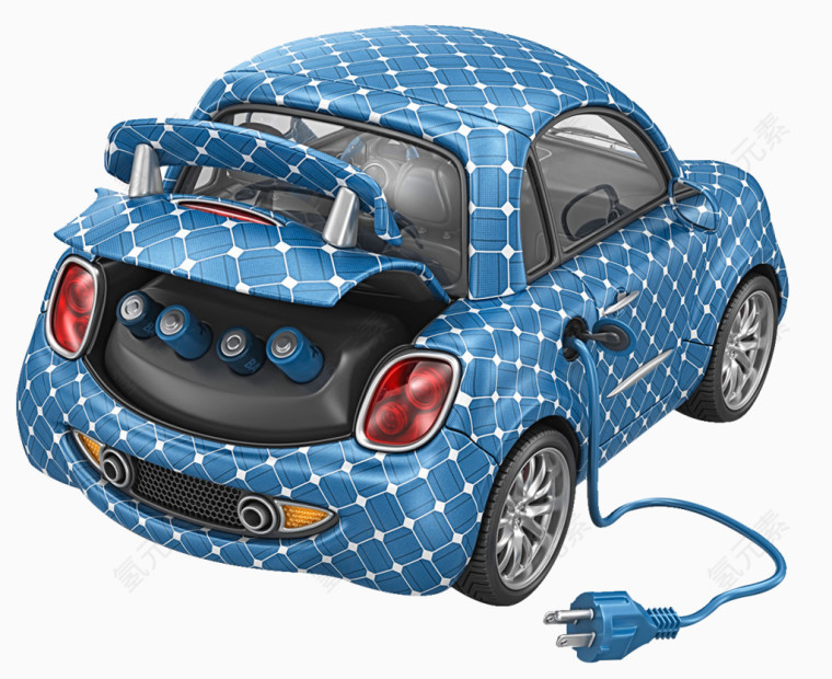 可爱蓝色电池车