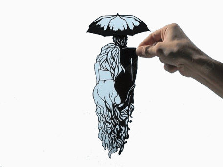 伞下的情侣创意剪纸艺术下载